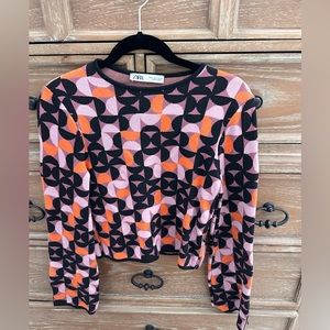 Zara long sleeve multi color retro sweater